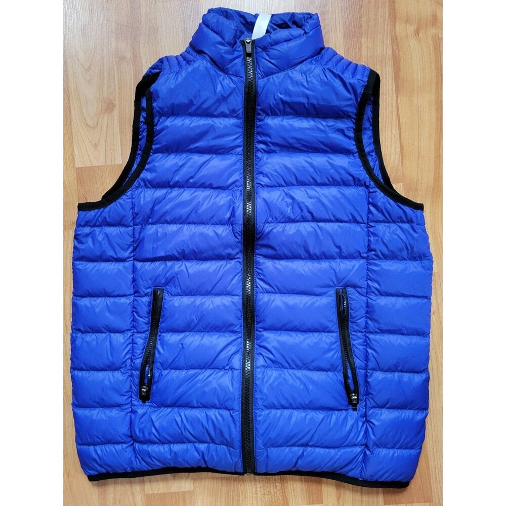 Fabletics Joni Down Feather LightPuffer Packable Vest Blue Womens Sz. Medium EUC